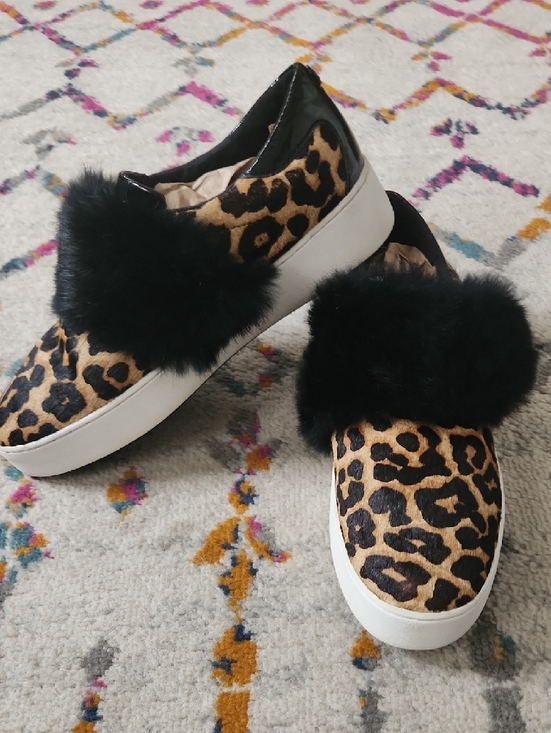 Michael Kors Shoes - Michael Kors Maven Leopard Print Slip-On Sneakers with Black Fur